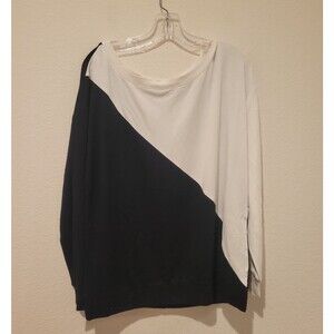 NWOT HSN Colleen Lopez Black White Color Block Long sleeve Oversized Top Shirt M